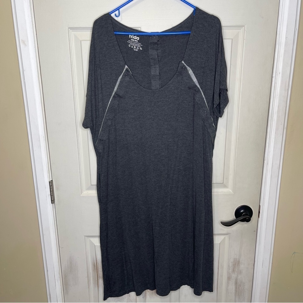 Frida Mom Gray Delivery And Nursing Gown One Size